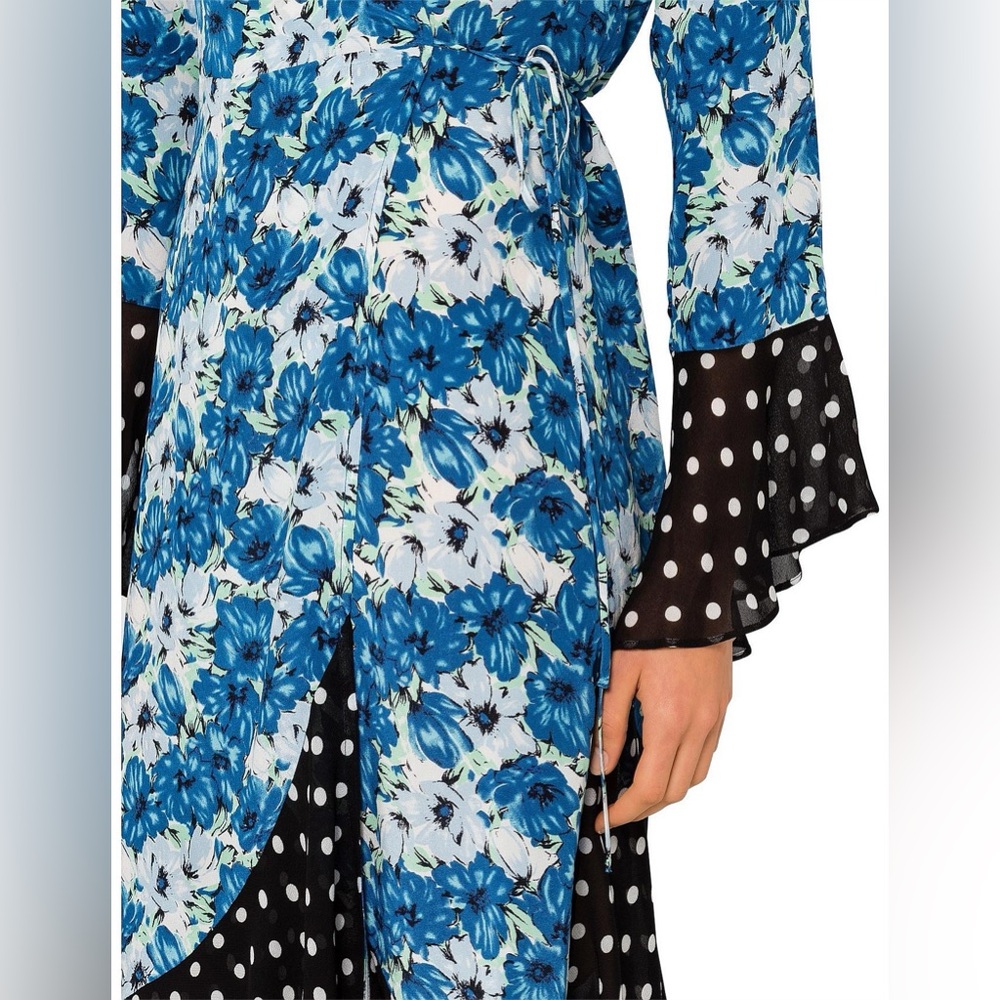 RIXO LONDON BONNIE CONTRAST FLORAL/SPOT wrap MAXI DRESS small - Picture 4 of 14